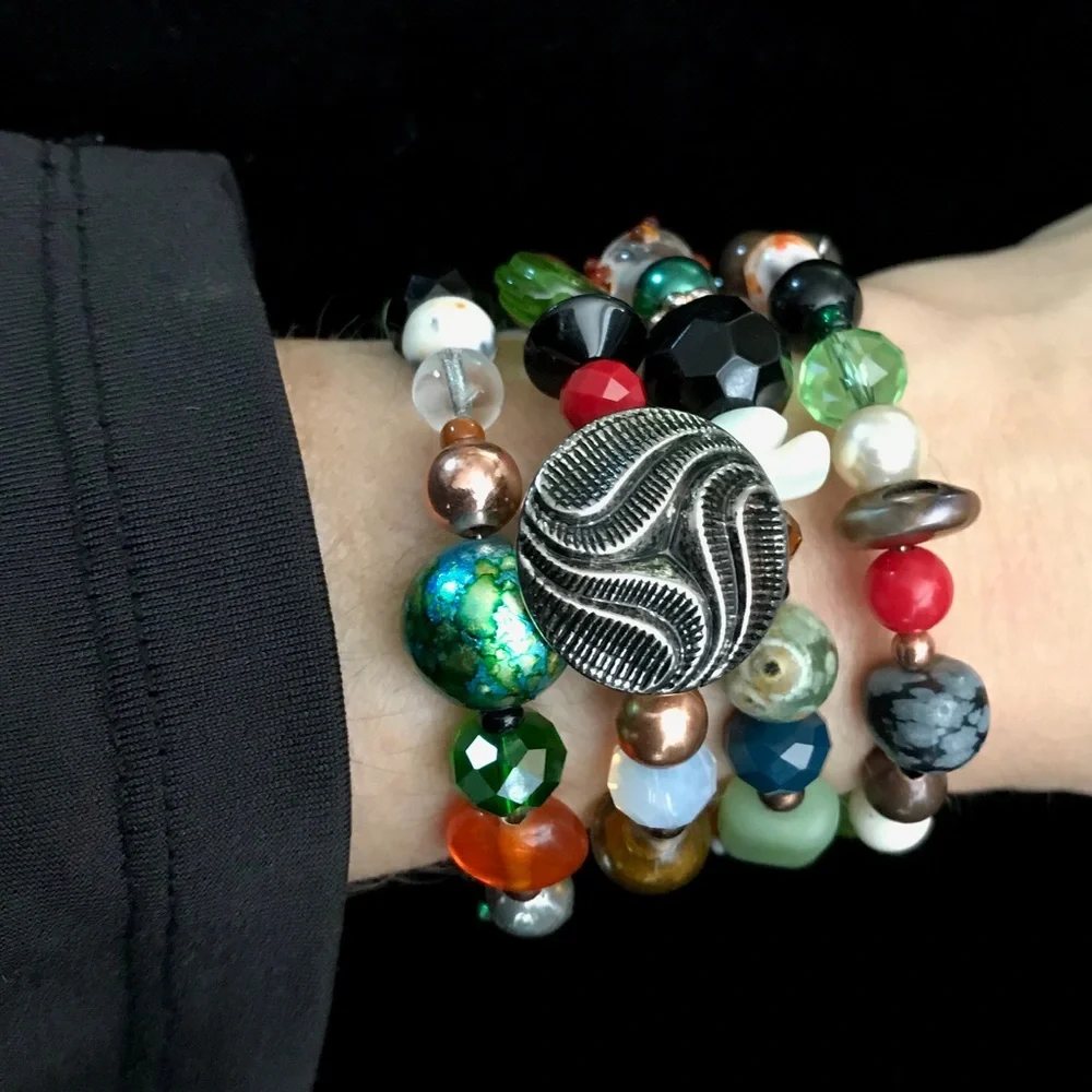 Handmade Bracelet with Vintage and Modern Elements (B74-6H) - Picture 6 of 8